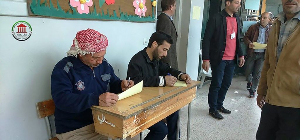 The Local Administrative Council in Kafarbatna, Syria, holds elections in March 2016. Source: Facebook/Kafarbatna Local Administrative Council