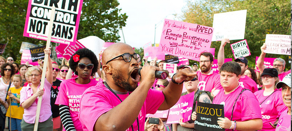 University of Missouri student Jonathan Butler at a Planned Parenthood rally at the University of Missouri in September 2015. Source: Wikimedia Commons.