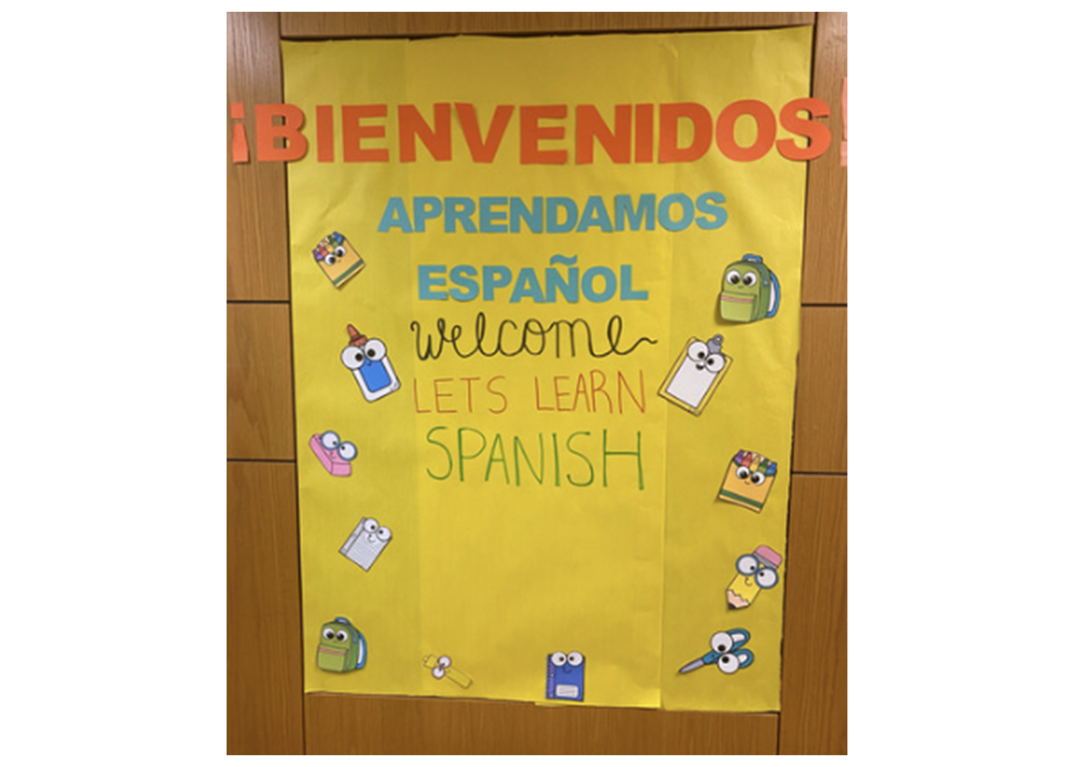 Caption: Hallway bulletin board outside of PK3 classroom. Every PK3 and PK4 student now learns in the new Bilingual Arts program at Shirley Chisholm Elementary. Source: Carolina Molina (teacher) and Shakia Walker (assistant teacher).